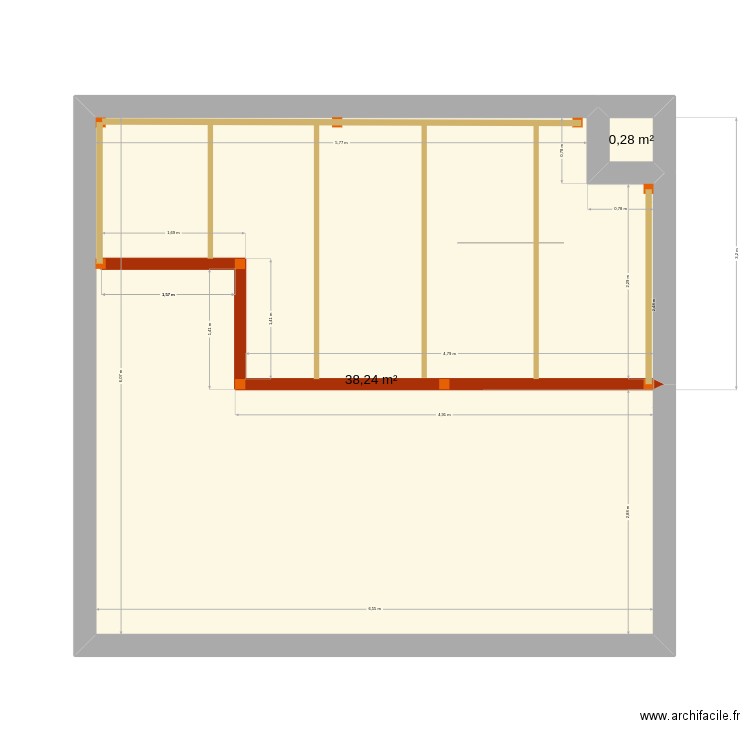 Mezza Pascal et Kareen. Plan de 2 pièces et 39 m2