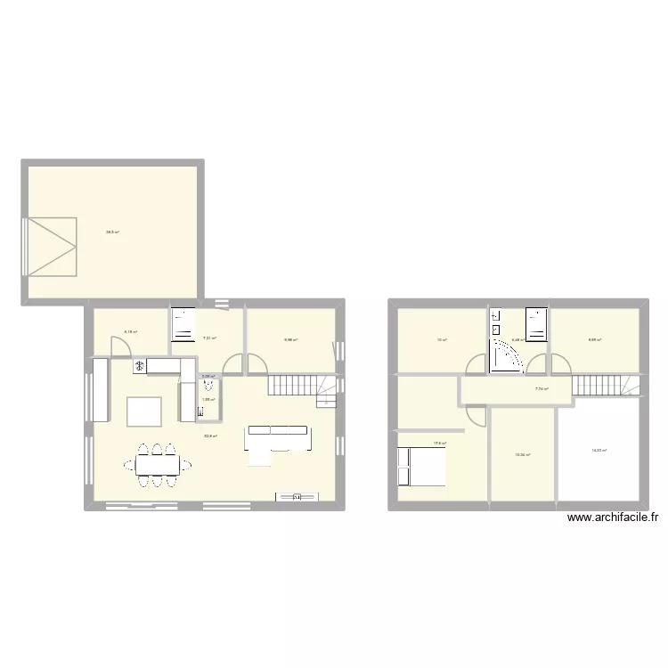 Maman. Plan de 14  et 193 m²