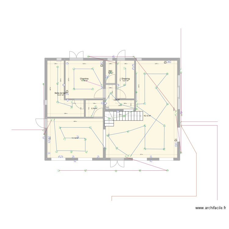 vrai plan jp caroline. Plan de 19 pièces et 185 m2