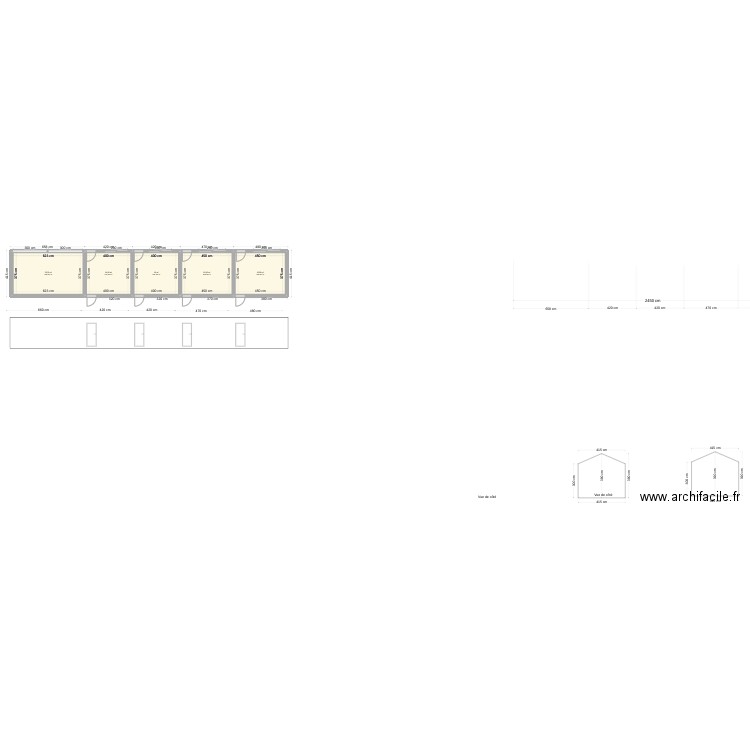 hangar. Plan de 5 pièces et 87 m2