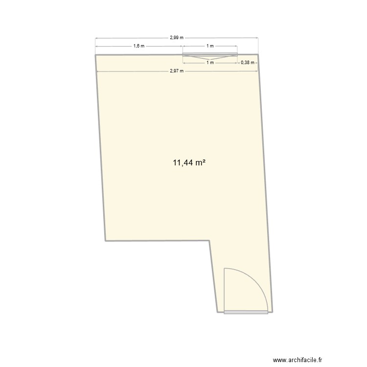 jad. Plan de 1 pièce et 11 m2