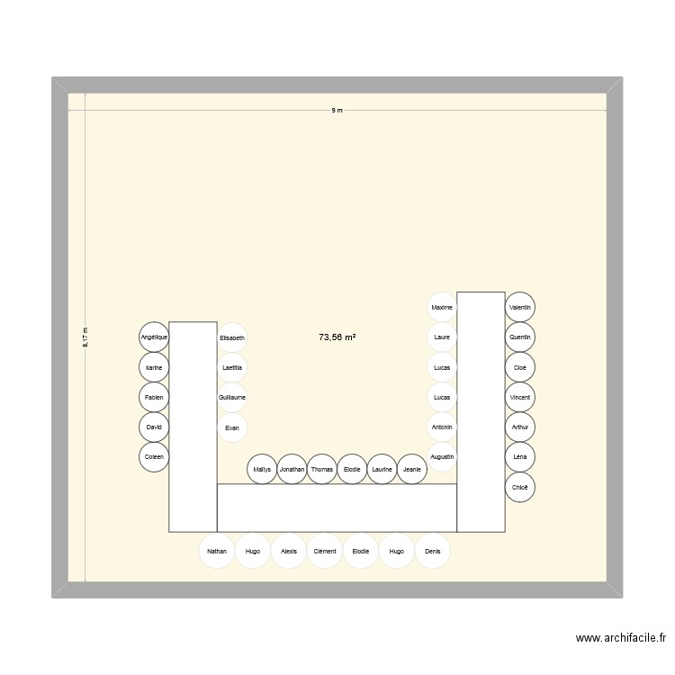 Anniv Oslon. Plan de 1 pièce et 74 m2