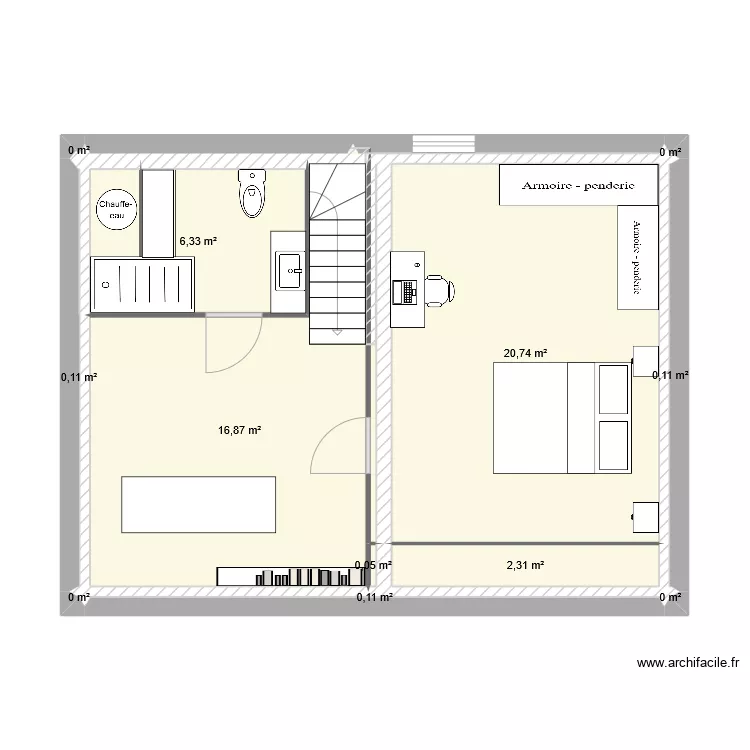Etage maisonnette. Plan de 
