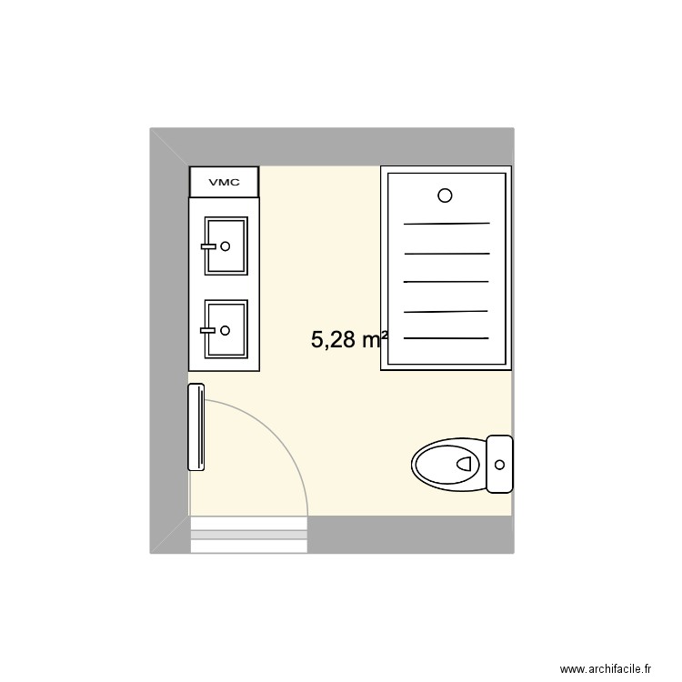 salle de bain. Plan de 1 pièce et 5 m2