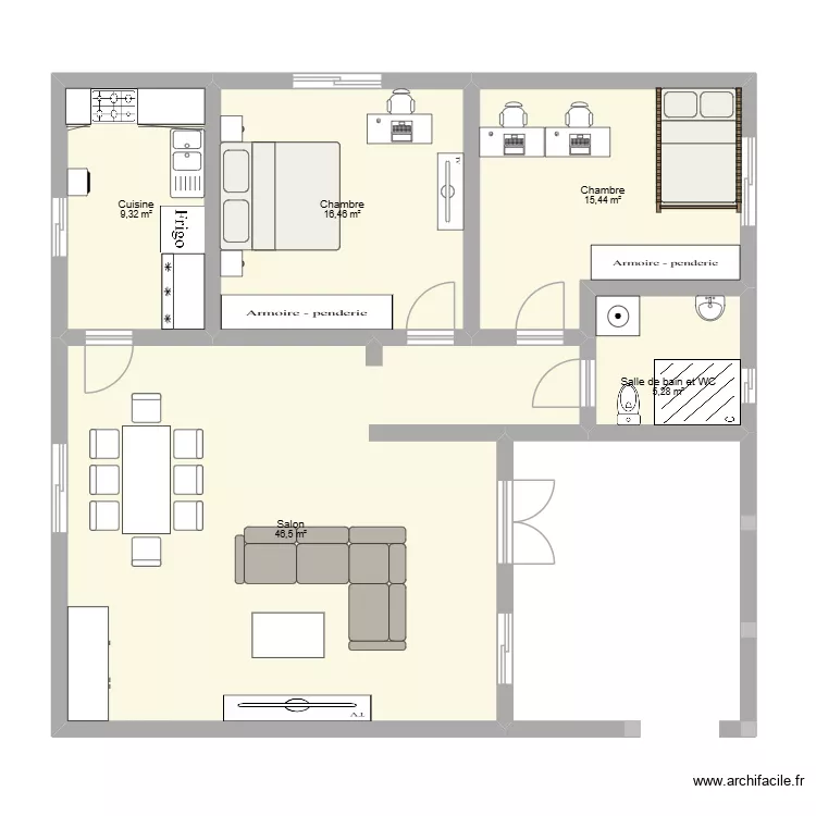 T3 120 M2. Plan de 5 Pièces et 93 m² T3 120 M2. Plan de 5 Pièces et 93 m²