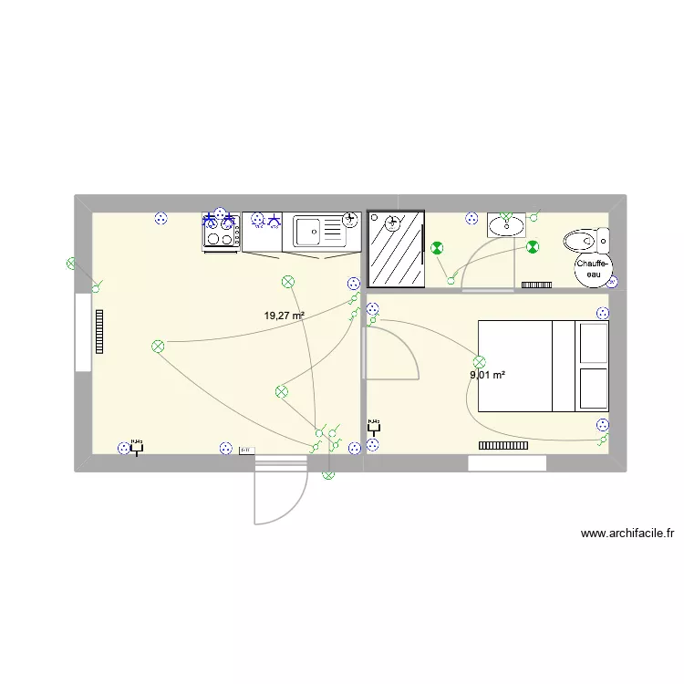 Caremy rdc. Plan de 2  et 28 m²