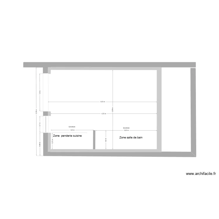 Zone cuisine sdb. Plan de 