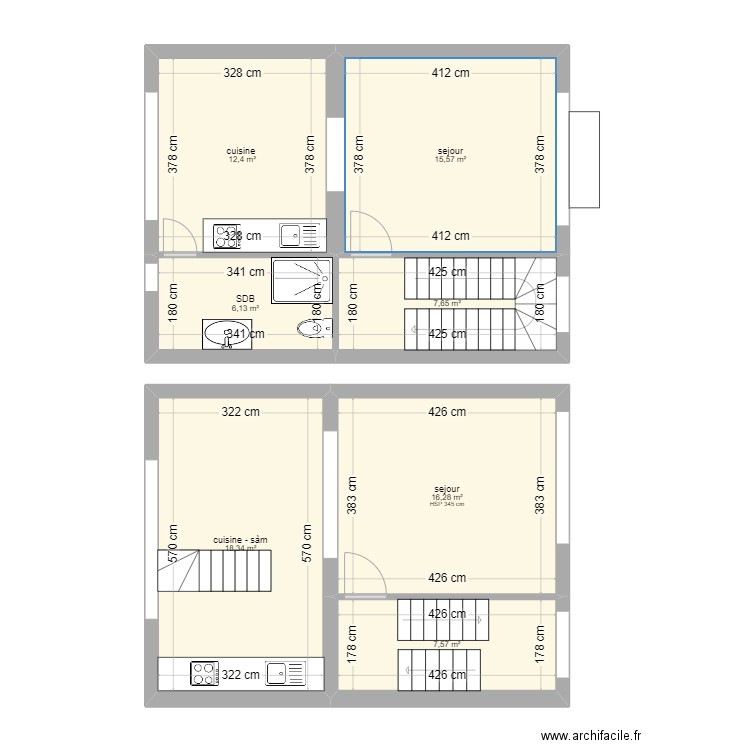 FREDERIC studio 1er etage. Plan de 7 pièces et 84 m2