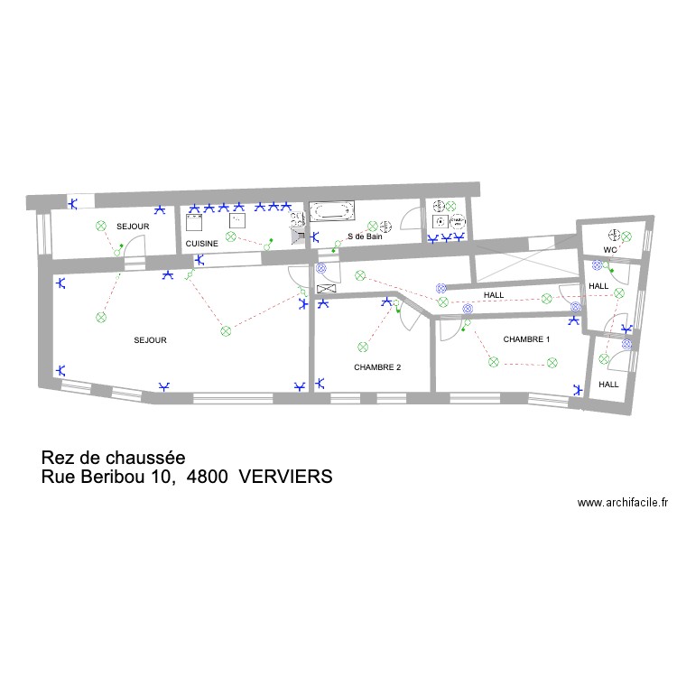 Beribou 2. Plan de 2 pièces et 59 m2