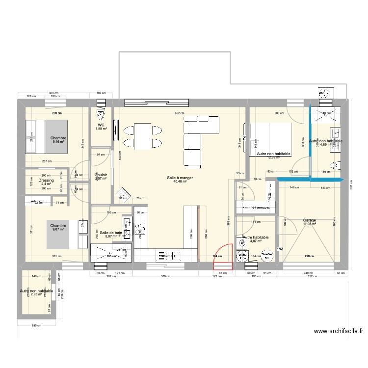 Maryse. Plan de 12 pièces et 107 m2