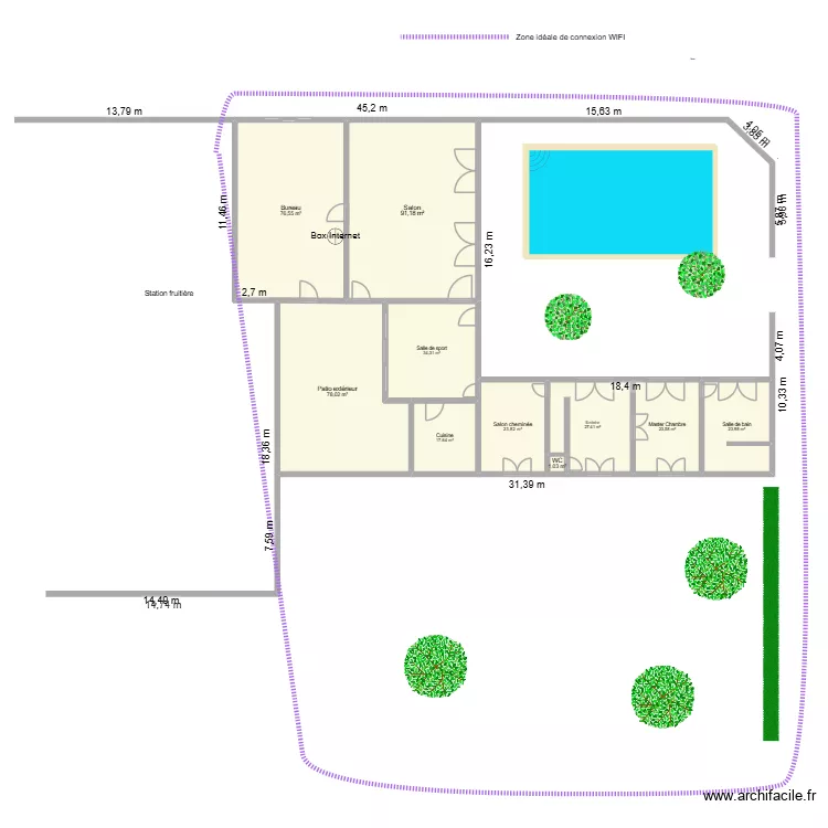 Plan maison Bou&eacute;  Wifi. Plan de 10  et 398 m²
