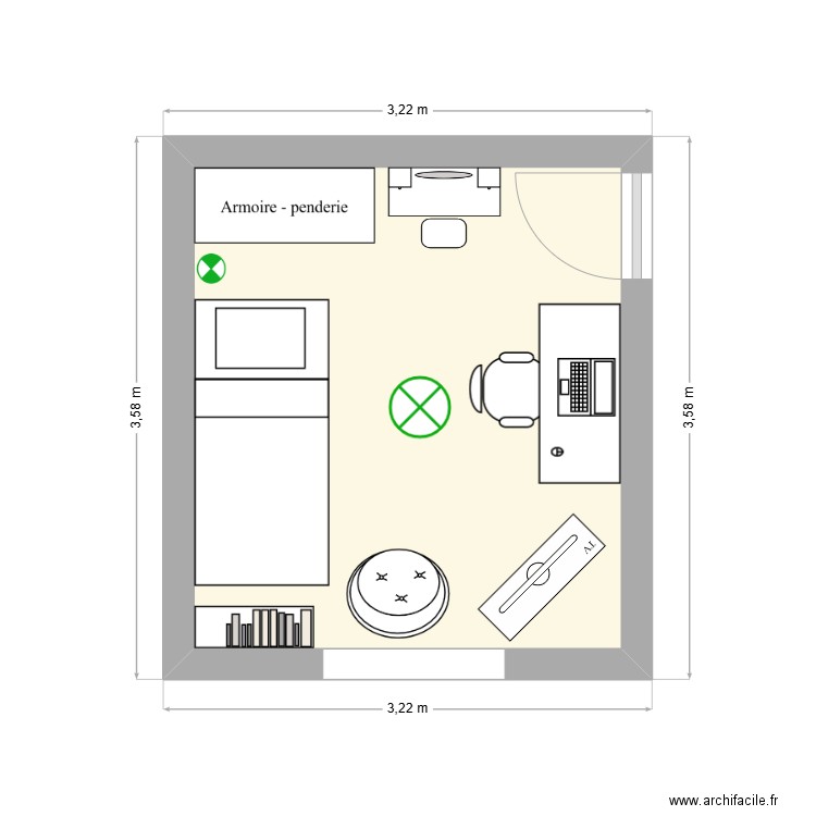 DJEVOJACKA SPAVACA. Plan de 1 pièce et 9 m2