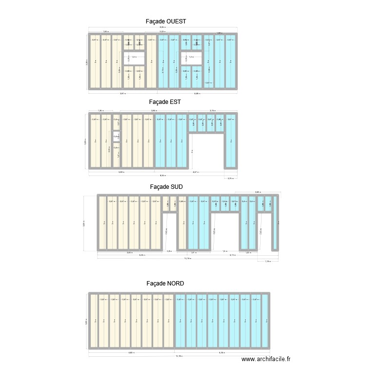 MUR BOIS. Plan de 71 pièces et 89 m2