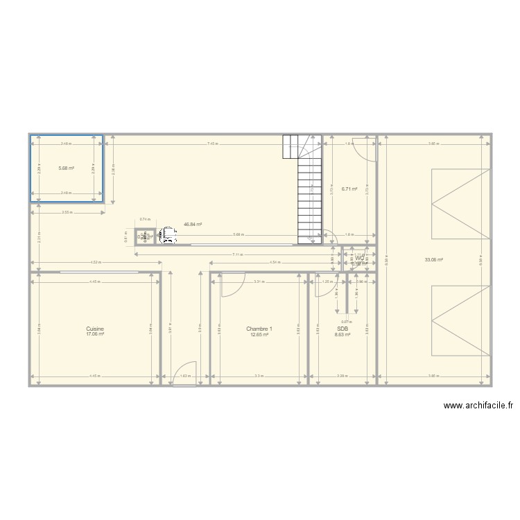 GAUTHIER RDC. Plan de 9 pièces et 132 m2