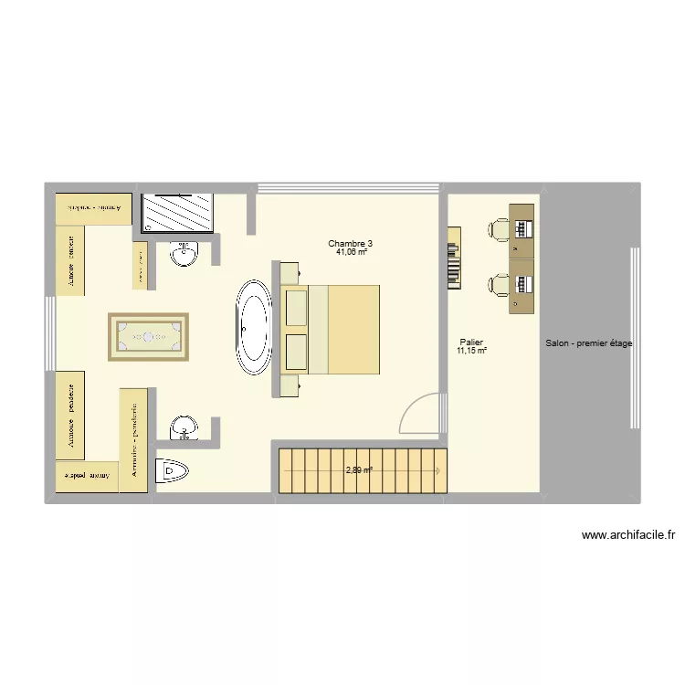 2&egrave;me &eacute;tage Lierneux. Plan de 4  et 65 m²