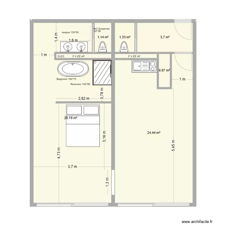 MARTINE PROJET RENO. Plan de 8  et 62 m²