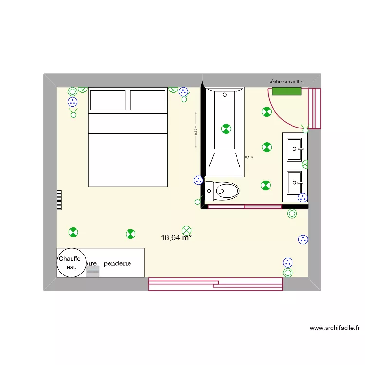 Cyril am&eacute;nagement. Plan de 1  et 19 m²