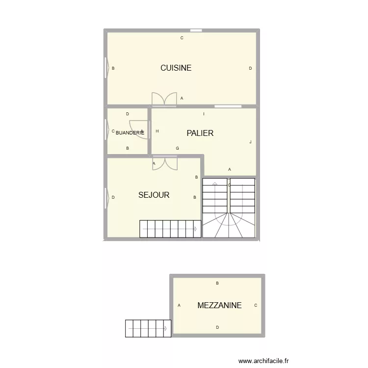 SAUVERIE ETAGE VAUVERT. Plan de 5  et 37 m²
