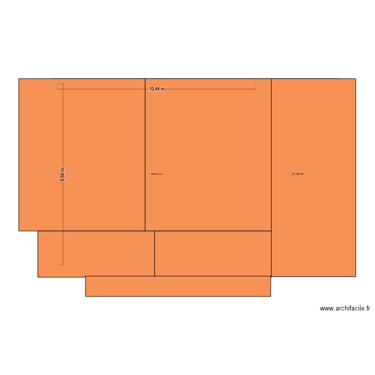extension. Plan de 2 pièces et 137 m2