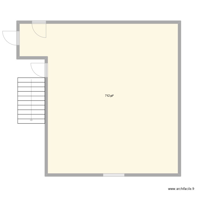 bureau analytique vide. Plan de 1 pièce et 66 m2