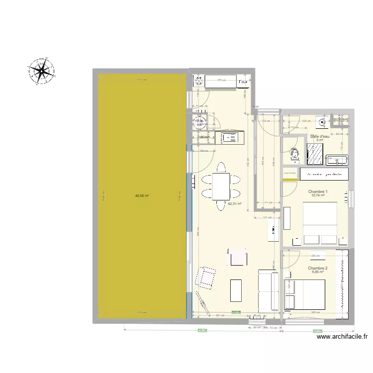 Appartement atyque. Plan de 
