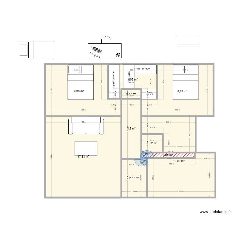 PEUPLIERS V2. Plan de 10 pièces et 60 m2
