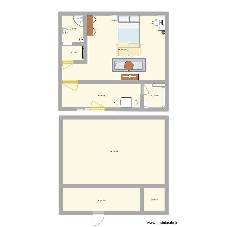 OKACHA 1. Plan de 8 pièces et 94 m2