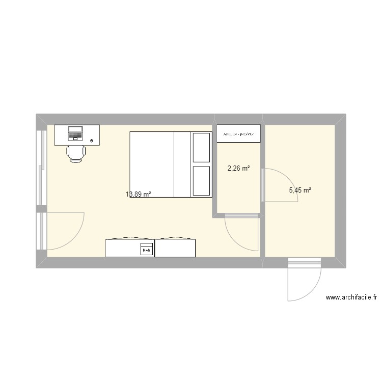 Garage. Plan de 3 pièces et 22 m2