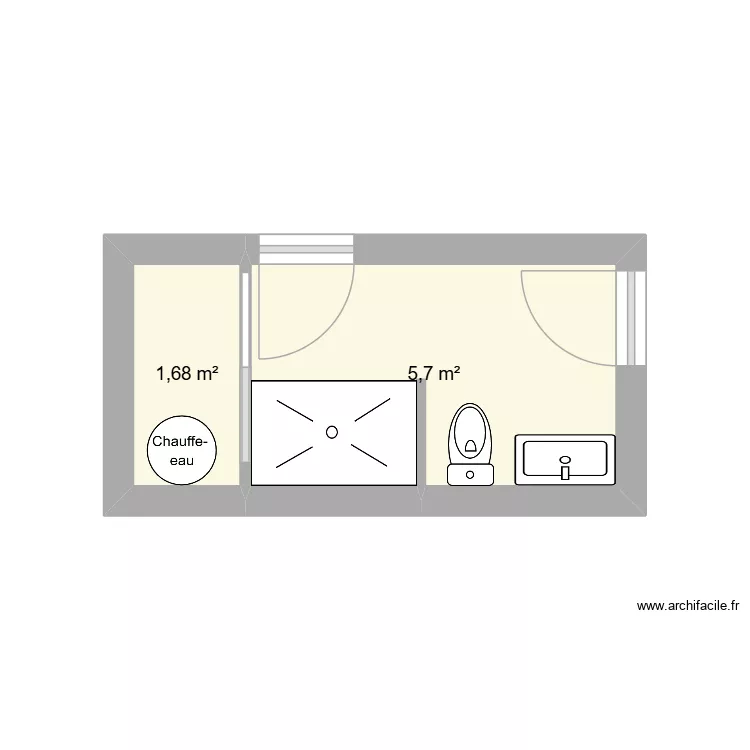 SdB Ricard. Plan de 2  et 7 m²