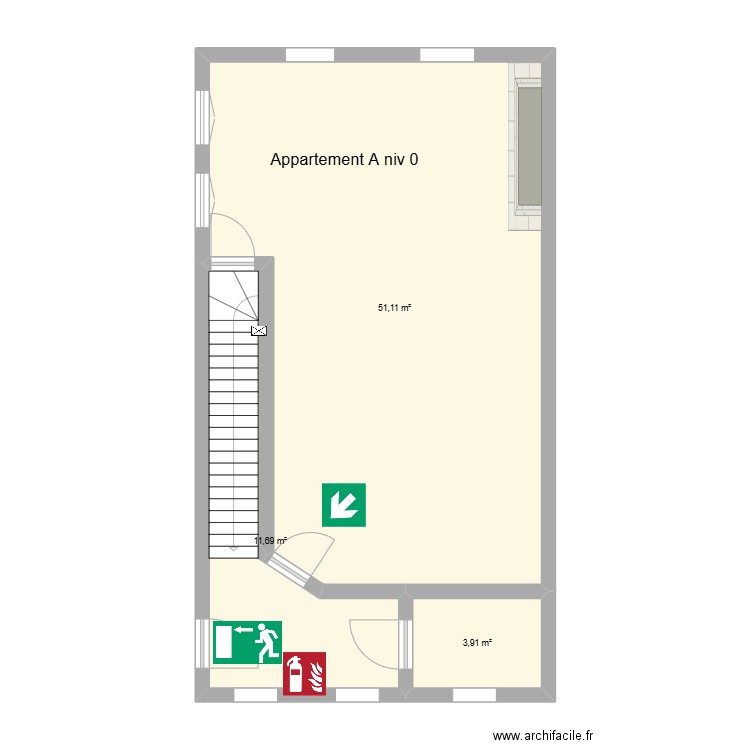 rez A. Plan de 3 pièces et 67 m2