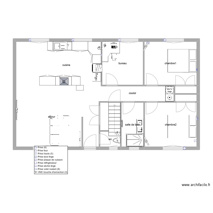 florian 1 Etage 1. Plan de 9 pièces et 87 m2