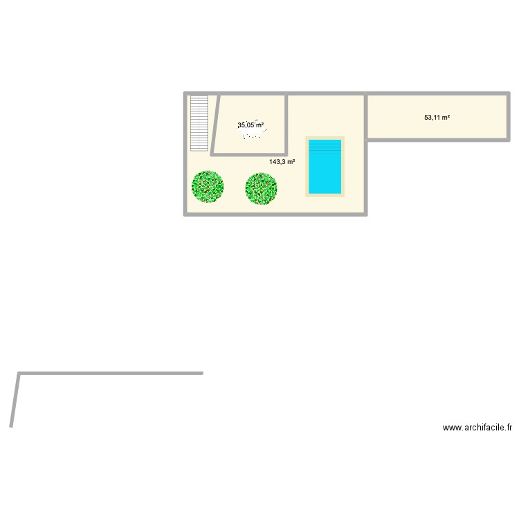 jardin. Plan de 3 pièces et 231 m2