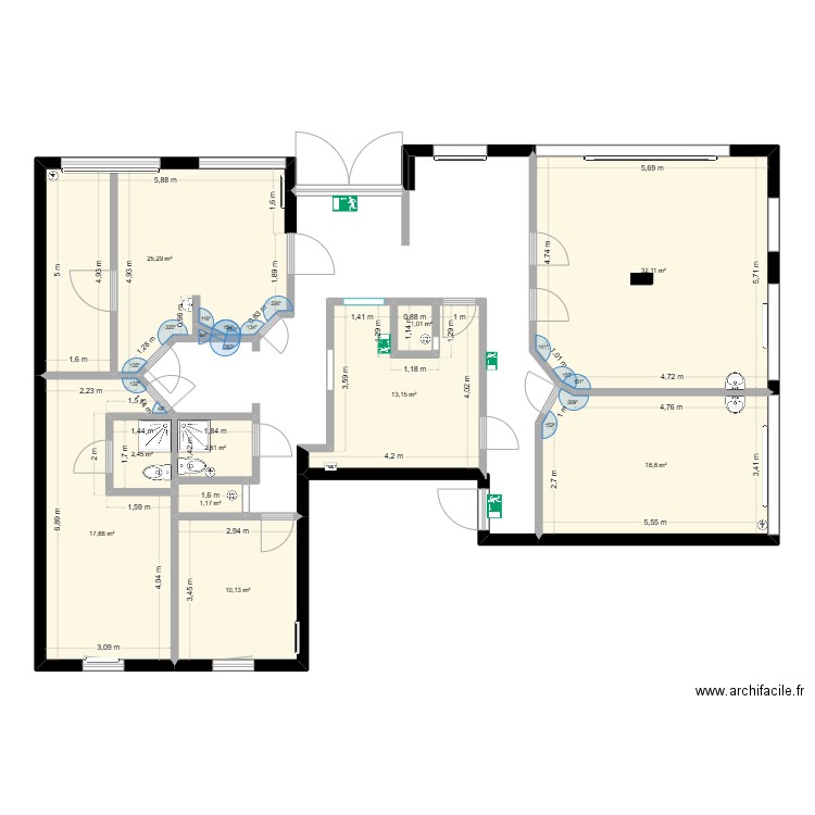 malraux 3. Plan de 11 pièces et 124 m2