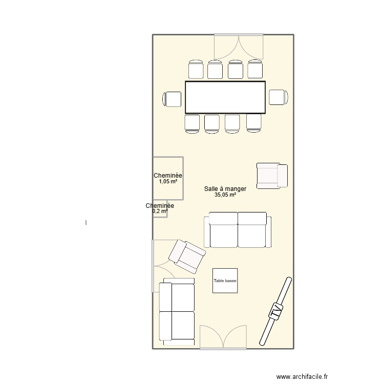 SAM. Plan de 3 pièces et 36 m2