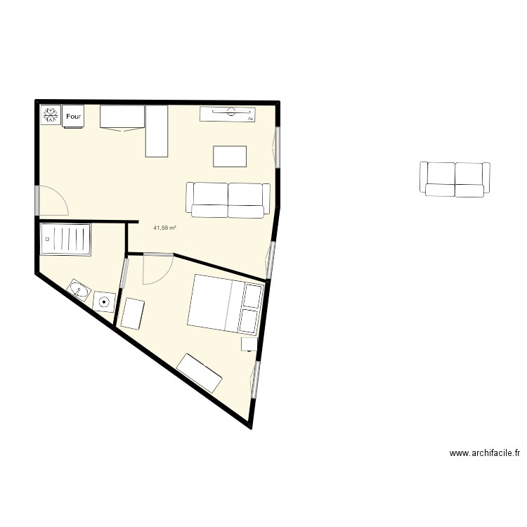 andance 1. Plan de 1 pièce et 42 m2