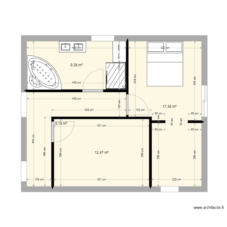 suite marmande 3. Plan de 4 pièces et 47 m2