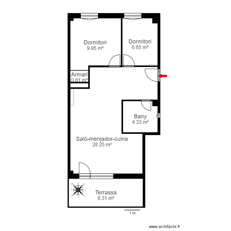 residència d'incles escala 1 pis 3, ap.17. incles. canillo. Plan de 7 pièces et 59 m2