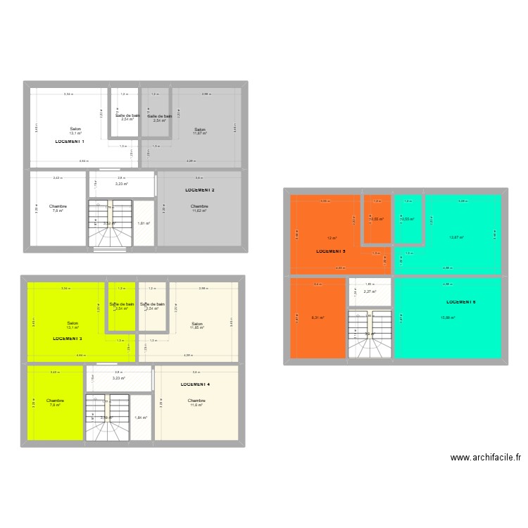 SCI DESAI. Plan de 26 pièces et 176 m2