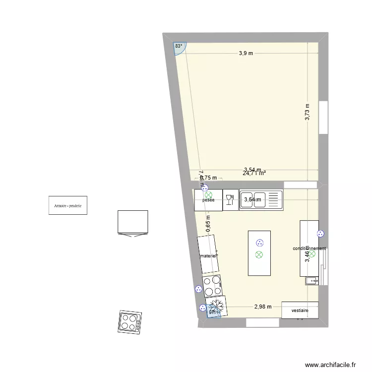 plan labo laurie. Plan de 1  et 25 m²