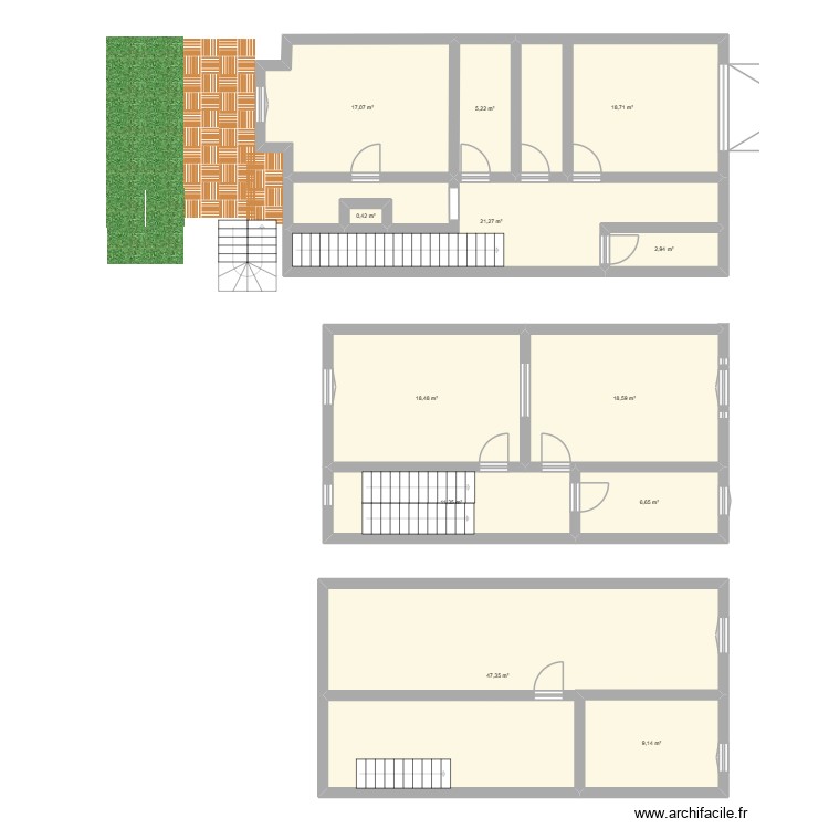 Tolstoi RDC+ 1er &eacute;tage +2&egrave;me. Plan de 0 pièce et 0 m2