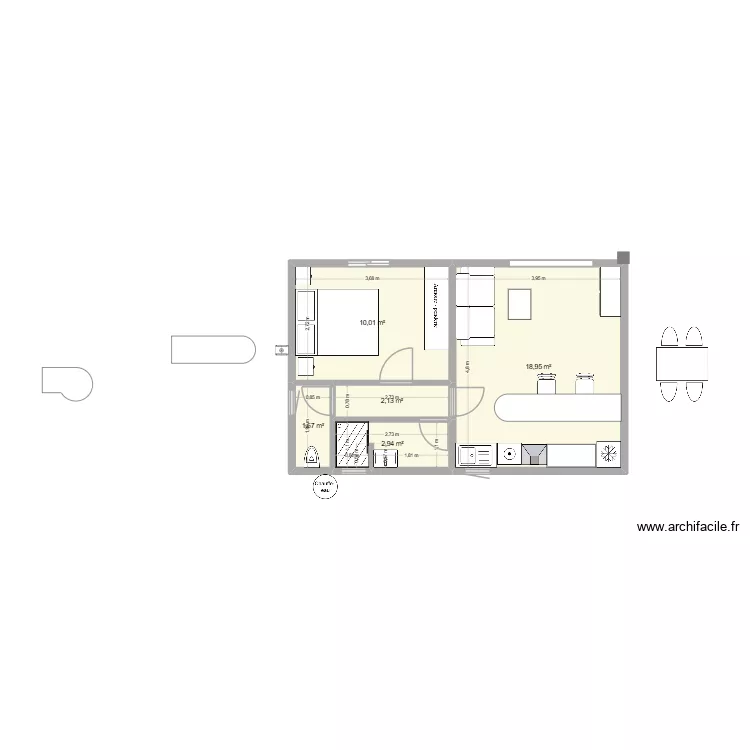 T3 LOC. Plan de 5  et 36 m²