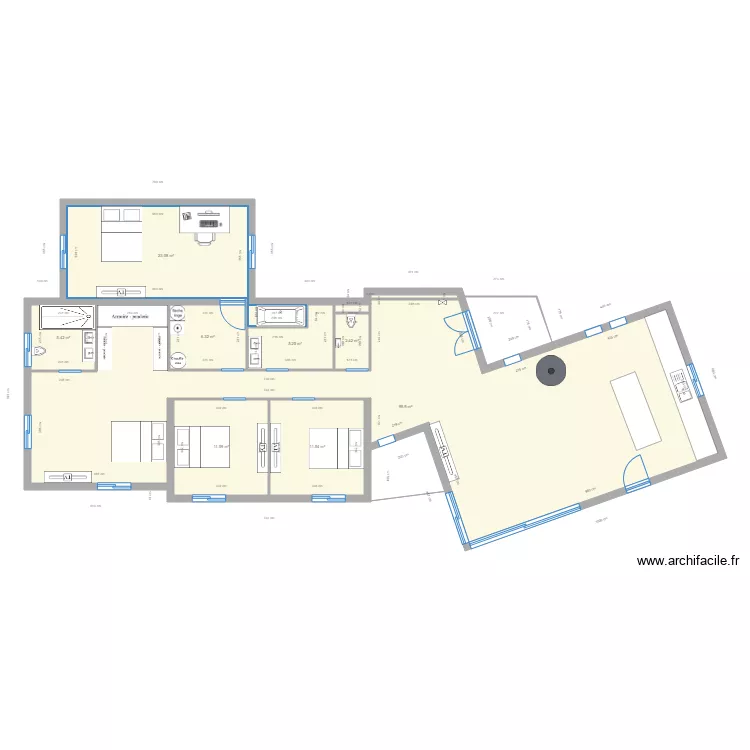 VILLEPASSANT. Plan de 8  et 166 m²