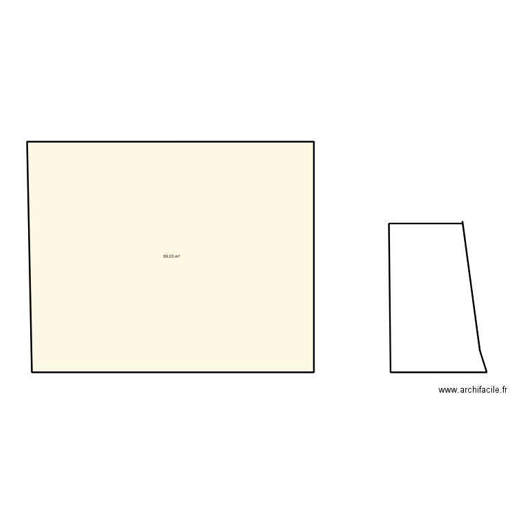 jardins. Plan de 1 pièce et 89 m2