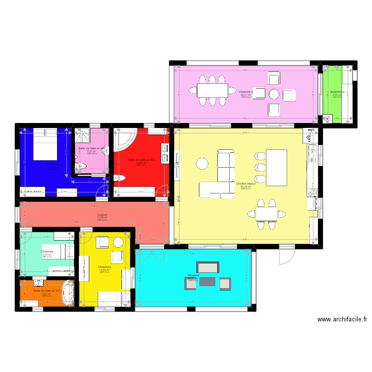 maison 5. Plan de 11 pièces et 188 m2