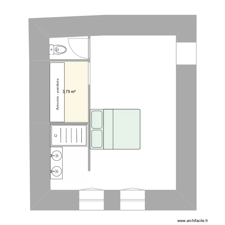 AMENAGEMENT CHAMBRE n° 2. Plan de 1 Pièce et 4 m² AMENAGEMENT CHAMBRE n° 2. Plan de 1 Pièce et 4 m²
