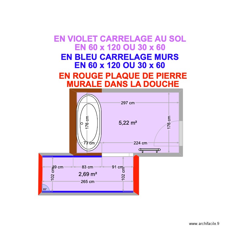 CARRELAGE MASTER ROOM 2. Plan de 2 pièces et 8 m2