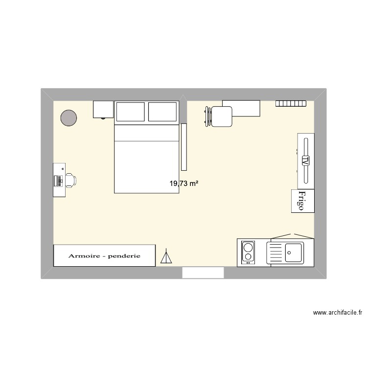 Nogent 2. Plan de 1 pièce et 20 m2