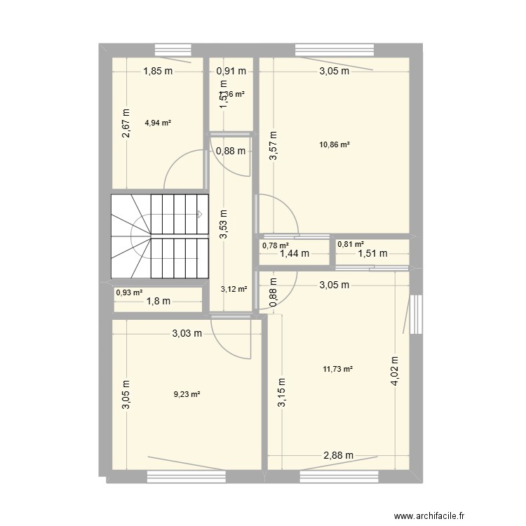 AU_Tomb.1. Plan de 9 pièces et 44 m2
