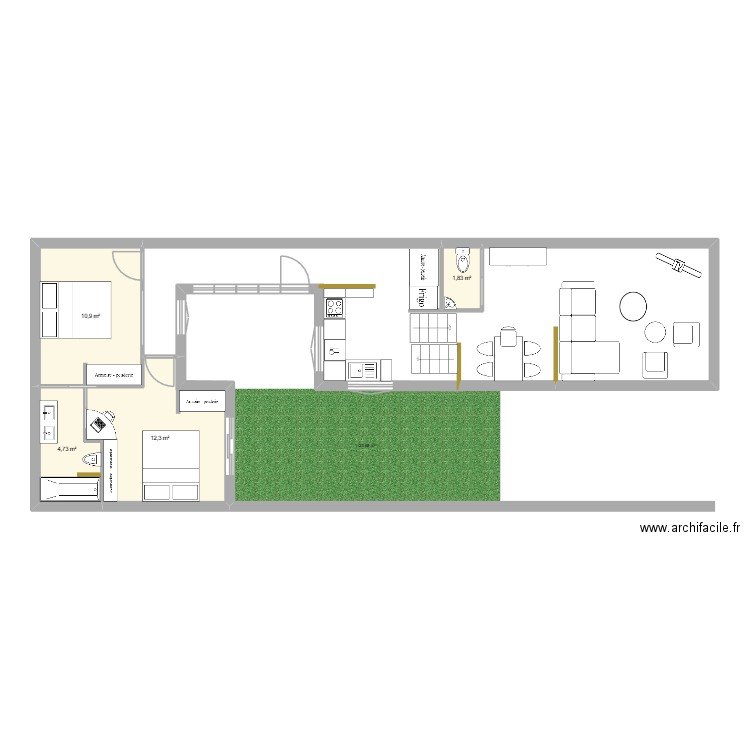 plan base 3. Plan de 4 pièces et 30 m2