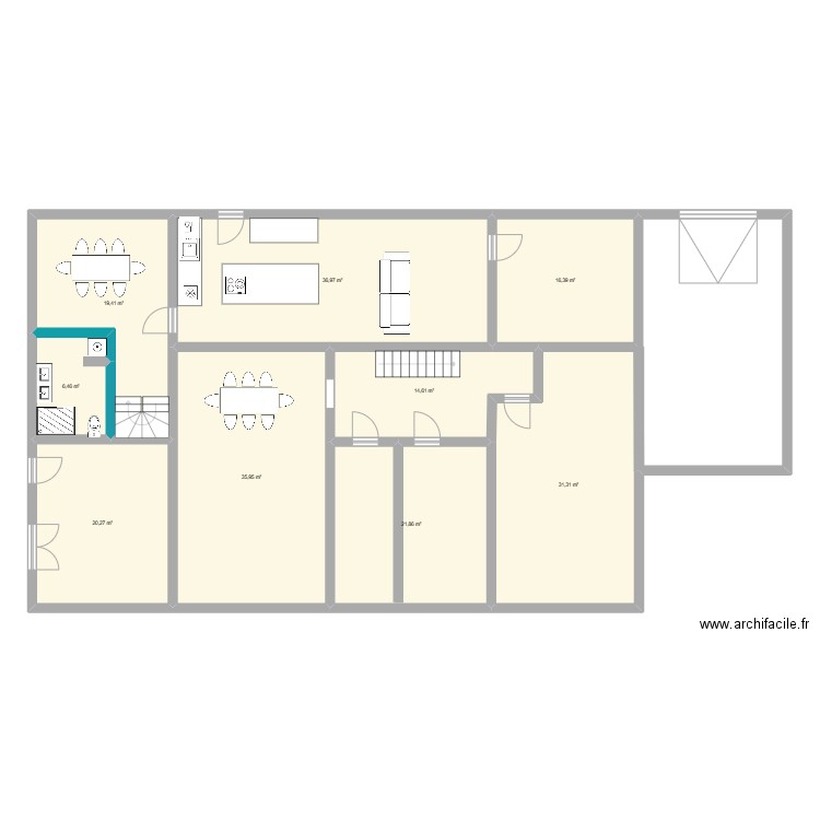 nnn. Plan de 9 pièces et 203 m2
